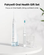 Fairywill Water Dental Flosser Teeth Portable Cordless USB Oral Irrigator Cleaner IPX7 Waterproof Electric Toothbrush Set Home