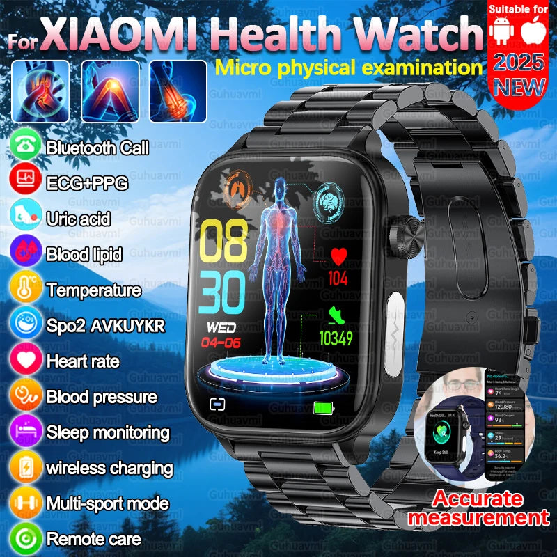 2025 New For XIAOM1 ECG+PPG Blood Fat Uric Acid Health Smartwatch Men Women Heart Rate Blood Pressure Bluetooth Call Smart Watch Main image