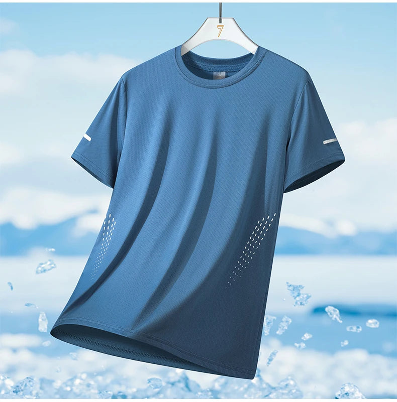 CHRLCK Men's Hiking Quick Drying T-shirts Breathable Running Fishing Tees Soft Elasticity Outdoor Sports Short Shirt Summer