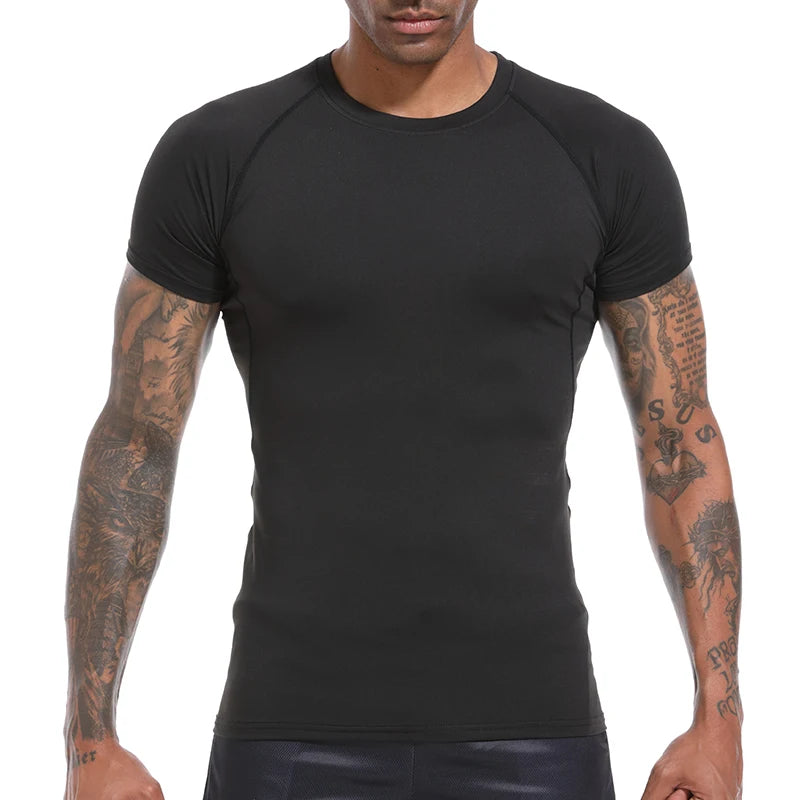 Graphic Compression Shirts for Men Athletic Quick Dry Rash Guard Stretchy Baselayers Undershirts Gym Workout Running Tshirt Tops