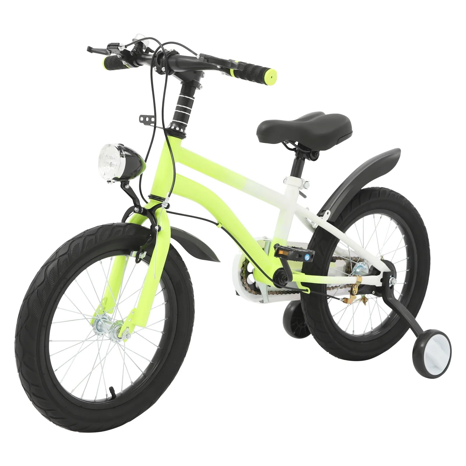 16 Inch Children's Bicycle Carbon Steel Mountain Bike with Auxiliary Wheels & LED Light for 5-8 Years Old,Height Adjustable,60Kg Main image