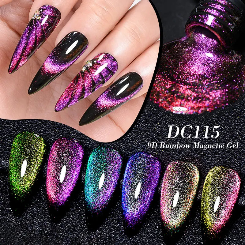 10/12PCS/SET Cat Magnetic Gel Nail Polish Set 9D Reflective Glitter Gel Semi Permanent UV Gel Soak Off Sparkling Nail Art Kits