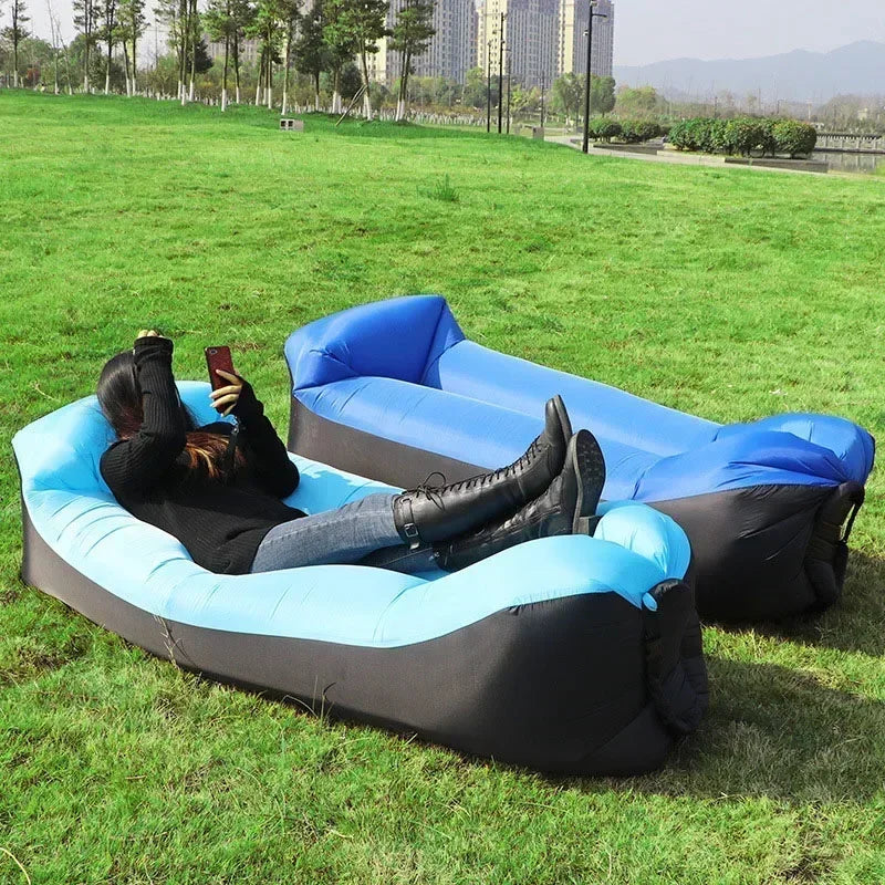 Outdoor Portable Inflatable Sofa Beach Lazy Air Sofa Folding Sleeping Bag Oxford Cloth Camping Furniture 190x70cm