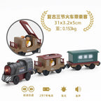 new Wooden Railway Track Set Electric Train Magnetic Car Diecast Slot Fit All Brand Biro Wood Track Assemble Toy Boy Gift