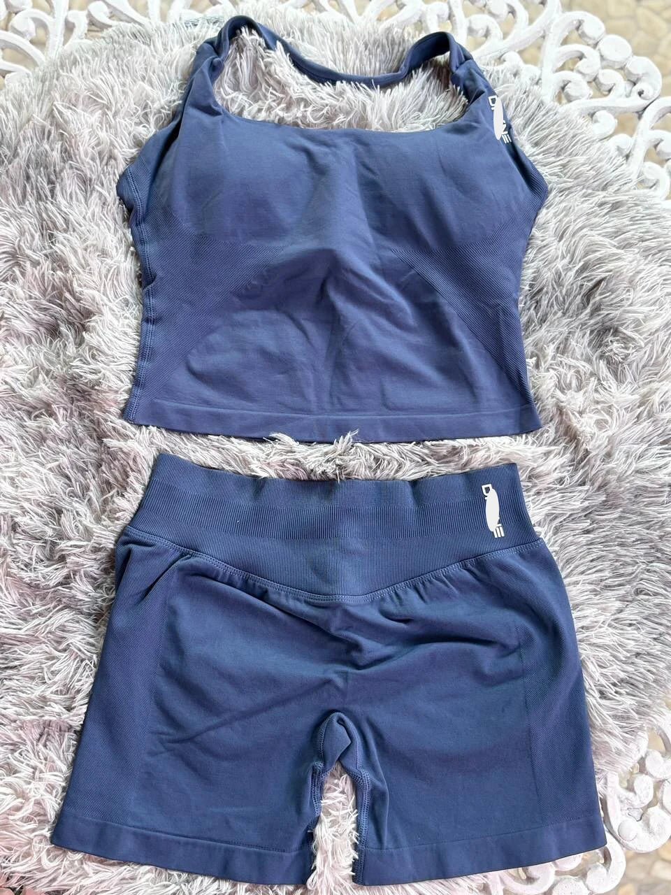 yoga outfits Women 2 pcs Sports DFNNYE Impact Set halterneck Backless Halter Top Seamless Scrunch Shorts Gym Workout Sports Suit