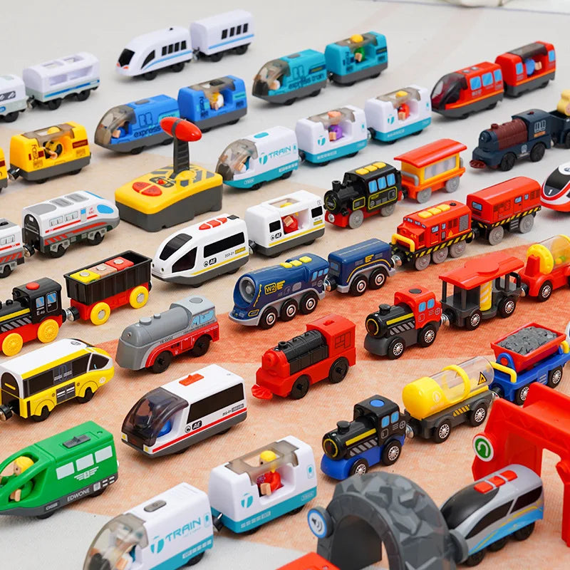Magnetic Train Toys Electric Car Locomotive Diecast Slot Wooden Railway Accessories fit for Brand Wooden Tracks Kids Toys Main image