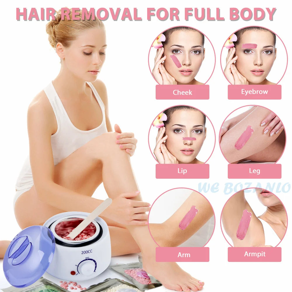 200CC Wax Heater Warmer Hair Removal Machine For Hand Foot Body SPA Epilator Paraffin Wax Pot +Wax Beans + Wood Sticks Image secondaire du produit