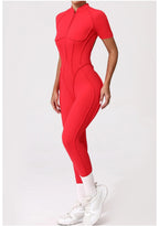 Women's Yoga Jumpsuit Hip Lift Sports Fitness Removable Padding Backless Zipper Leggings One-Piece Running Workout Gym Jumpsuit