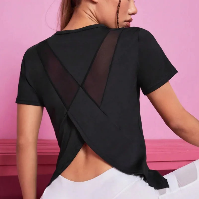Women Seamless Yoga T-Shirt Female Fitness Crop Top Workout Gym Training Shirts Athletic Short Sleeve Yoga T-shirts Sportswear Image principale du produit