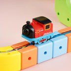 Magnetic Electric Train Car Locomotive Wooden Track Slot Diecast Railway With Two Carriages Train Wood Kid Toy Biro Track