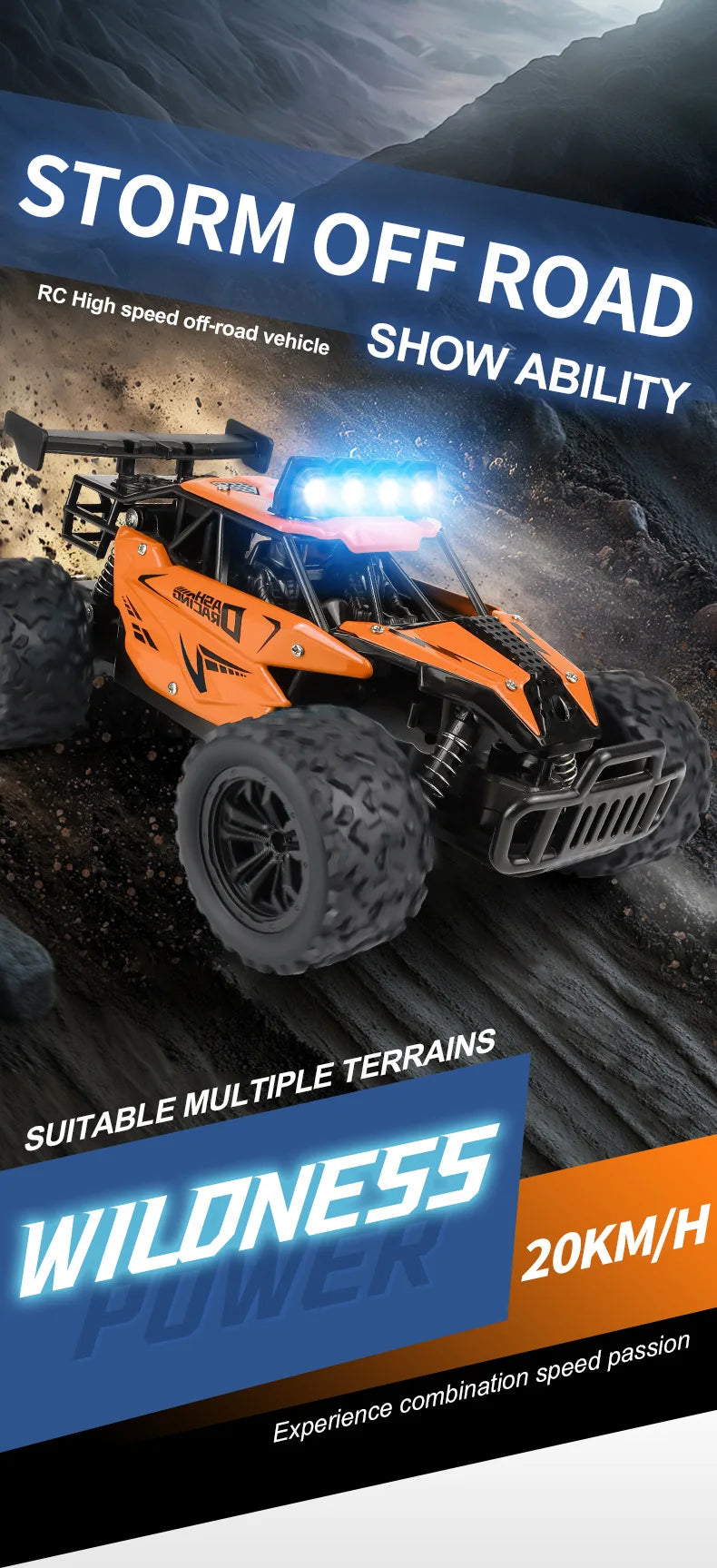 Oike RC Car 1:16 Model With LED Lights Radio Off-road Remote Control Climbing Vehicle Outdoor Cars Drift Race Toys Boys Gifts