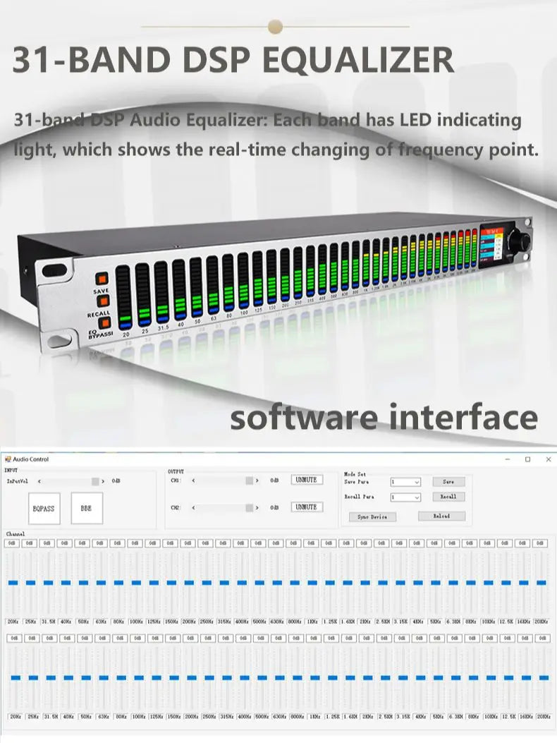Paulkitson A808 Processor Digital Professional Audio Processor 8 In 8Out 32Bit DSP 7Band EQ Equalizer WIFI  USB Without Noise
