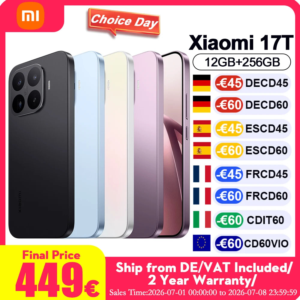 Global Version Xiaomi 17T Mobile Phones HDR10 6.59 'AMOLED Display 50MP Leica Summilux Lens 650OmAh Battery Xiaomi HyperAI Smartphone Image principale du produit