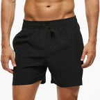 Escatch 2026 Summer Man Swimwear Solid Fashion Quick Dry Drawstring Elastic Waist Surfing Zipper Pocket Gym Beach Pants Shorts