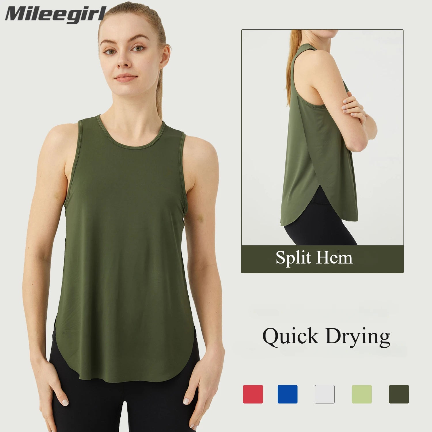 WANAYOU Sleeveless Women Yoga Shirts Quick Drying Sports Tank Tops Workout Running Vest Breathable Round Neck Gym Shirts Image principale du produit