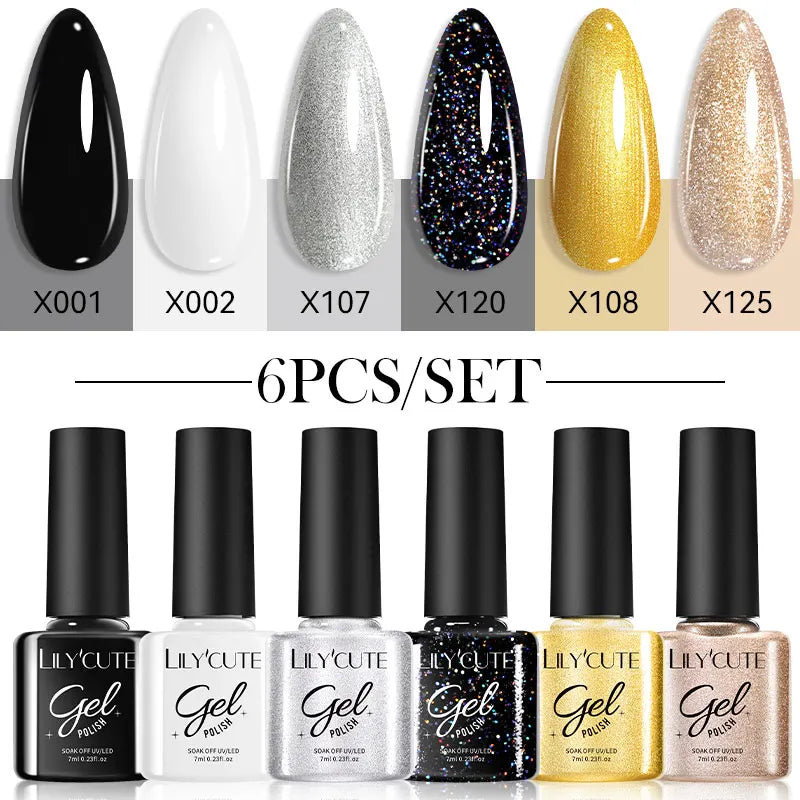 LILYCUTE Nail Gel Polish Set Pink Green Spring DIY Nail Art Design Long Lasting Soak Off UV Gel Manicure Painting Gel Vernis Kit