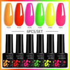 LILYCUTE 7ML 6PCS Neon Gel Nail Polish Set fluorescent Series Color Changing Semi Permanent Soak Off Manicure kit Nail Art Gel