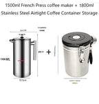 1.5L Coffee Maker French Press Stainless Steel Espresso Coffee Machine French Press Double-Wall Insulated Coffee Tea Maker Pot