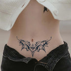 1pc Charming Tattoo Stickers Waterproof Lasting One To Two Weeks For Girls Belly Chest Back Waist Non-Reflective Thorn Cyan