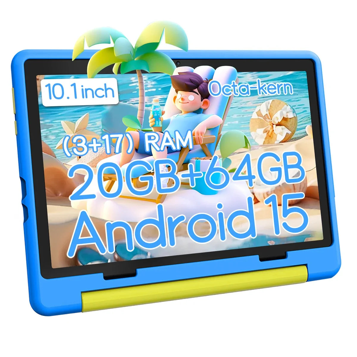 Kid Tablet Android 15 Tablet for Kids 10 inch 20GB+64GB 8-Core with Case 1TB TF Expandable for Toddler Children Parental Control Main image