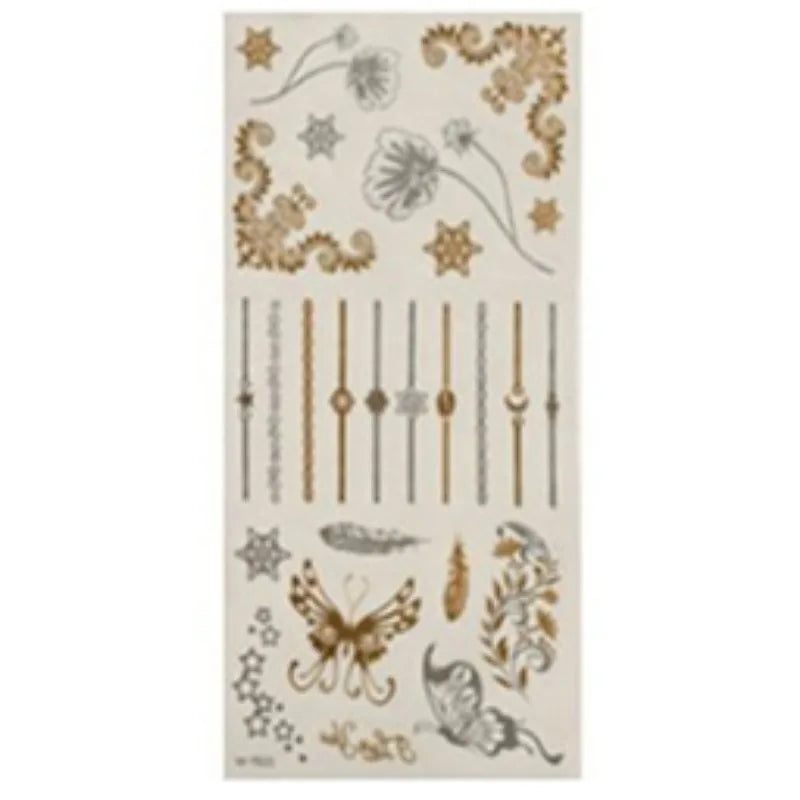 Gold Lace Tattoo Sticker Hanna Tattoo Tattoo Waterproof Temporary Tattoo Stickers Cool English Alphabet Fake Tattoos