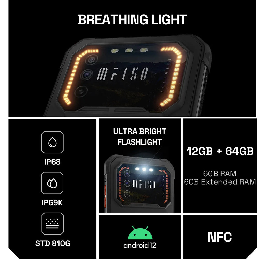 IIIF150 Air1 Rugged Phone Smartphone 5000mAh Battery 6.5" FHD+ Display 20MP Camera NFC IP68 IP69K 11.35MM Ultra-Thin Rugged