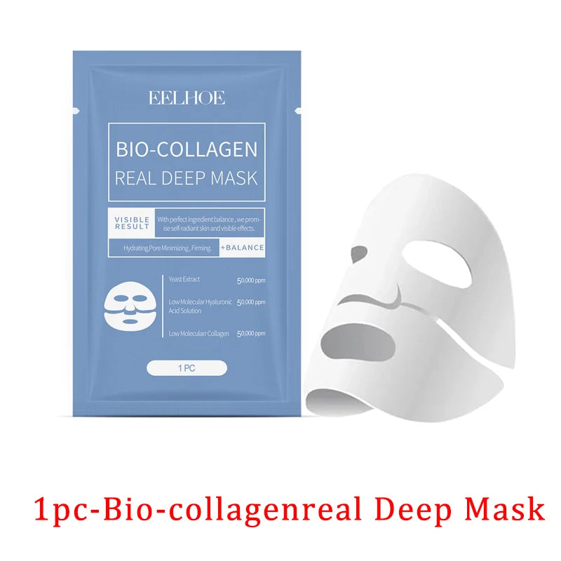 1/3/5/10pcs Bio-Collagen Real Deep Mask Soluble Collagen Sheet Mask Hydrolyzed Collagen Moisturizing Face Mask Skin Care Product