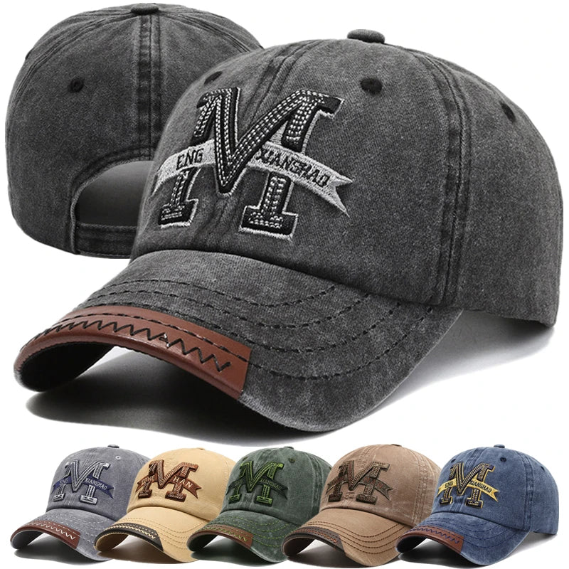 Hot Sale Unisex Baseball Cap M Letter Embroidery Dad Hat Women Men Outdoor Washed Cotton Cap Image principale du produit