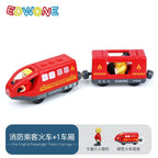 wooden Electric car set Magnetic Electric Train with Little Doll Diecast Slot Toy set Compatible Railway Wood Track Rail Train