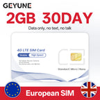 Europe Prepaid Data SlM Card,Coverage in Europe/UK Countries,High-Speed 5G/4G LTE,Data-only SIM Deal for 4G Camera and Travel