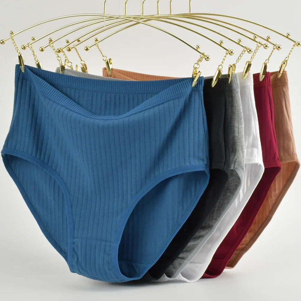Soft High Waist Cotton Panties Underwear For Women Breathable Plus Size Woman Briefs Female Lingerie Underpants Panty Striped Main image