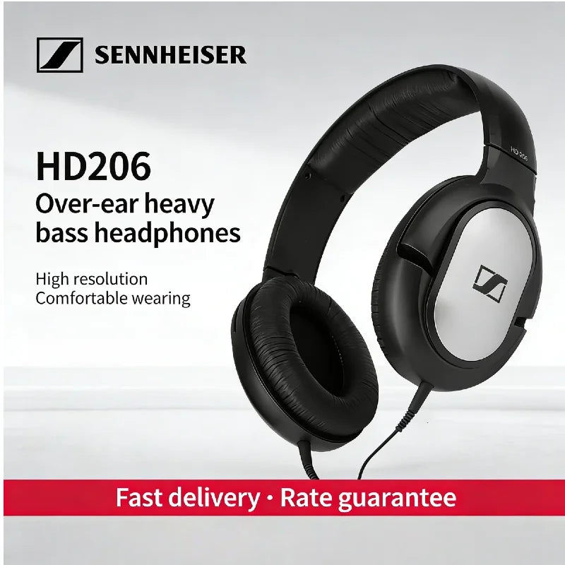 Sennheiser HD206 Over-Ear Wired HiFi Drivers Stereo Bass Audiophile Headphones Original Noise-Canceling Monitoring Headset Main image