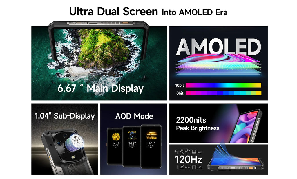 Ulefone Armor 28 Pro 5G AI Rugged Phone 6.67”AMOLED 64MP Smartphone 120W MTK Dimensity 7300 10600mAh 512GB ROM Mobile phone