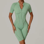 Women's Tracksuit Gym Workout Sports Clothes Outfit Zipper Jumpsuit Yoga Fitness Overalls Set Open Back Bodysuits Suit for Women