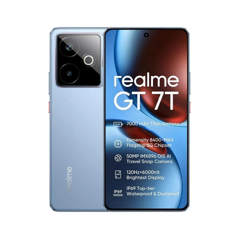 realme GT 7T, 5G Dimensity 8400-MAX Chipset, 7000mAh Battery 120W Charge, 50MP OIS Camera NFC