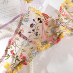 Yimunancy Floral Embroidery Lingerie Set Women Sheer 2-Piece Boho Bra + Panty Underwear Set Intimates
