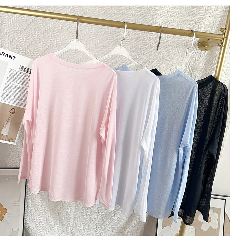 Women's Yoga Shirts Sports Tops Long Sleeve O-neck Breathable Running Shirt Loose Fitness Clothes Gym Sportwear Pilates T-shirts