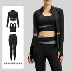 Yoga Set 3PCS Gym Clothes Sportswear Yoga Suits For Women Long Sleeve Crop Top Fitness Set Tracksuits Sports Bra Gym Leggings