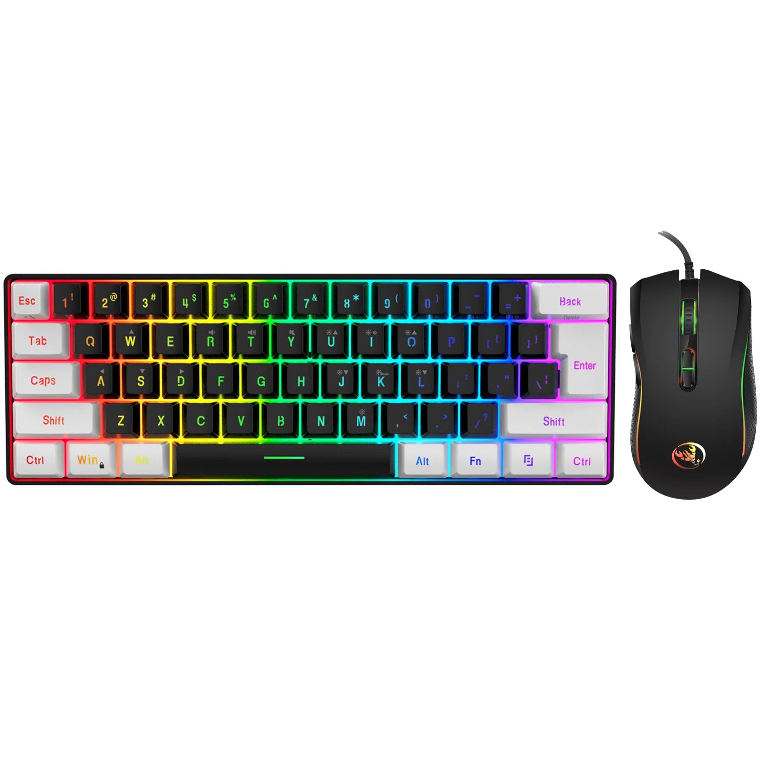 New 61keys Wired White Black Keyboard RGB Gaming Mouse Office Kit Backlight Keyboard and Mouse Combos for PUBG Gamer Image secondaire du produit