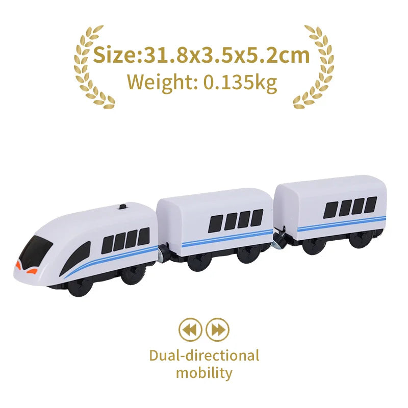 Wooden Railway Train Locomotive Magnetic Electric Car Train Toys Fit Biro Wooden Diecast Slot Train Track Railway Christmas Gift