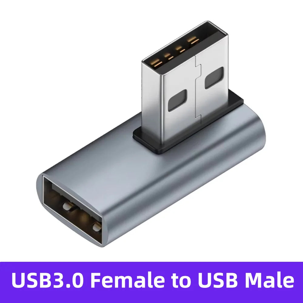 NNBILI USB3.0 Male to Female Right Angle Extension Adapter USB Upward Elbow 90 Degree Adapter 10Gbps For Laptop PC Connector
