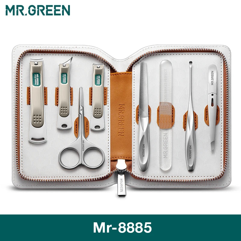 MR.GREEN Premium Manicure Set Professional-Grade Stainless Tools with Clean Lines & Travel-Ready Design Portable Case