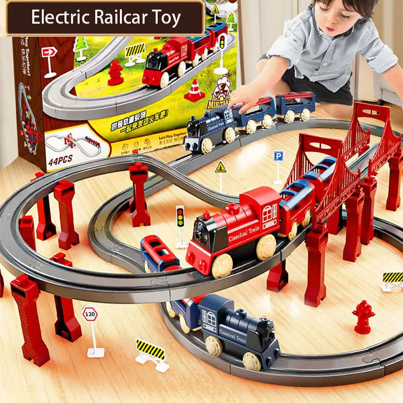 44Pcs/set Electric Train Track Sets Assembling Rail Train Car Toys Boy Educational Simulation Model Christmas Birthday Gift
