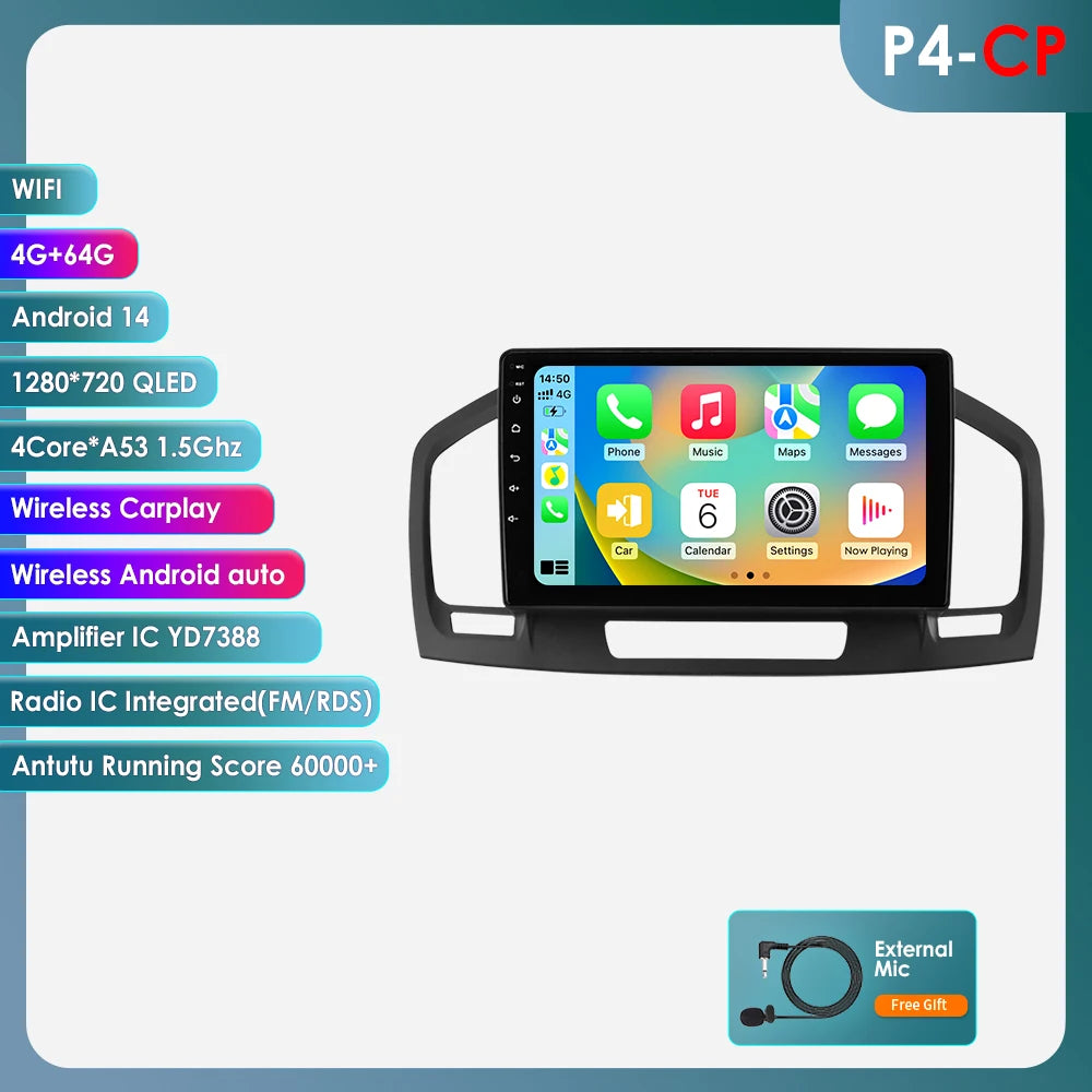 9inch 7862 QLED Screen 2din Android Car Radio Multimedia Video Player for Buick Regal 1 Opel Insignia GPS Navi Carplay 4G RDS BT