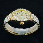 Elegant Diamond Watches Female Fashion Silver Round Stainless Steel Quartz Watch Iced Out Shiny Waterproof Clock Gift for Women