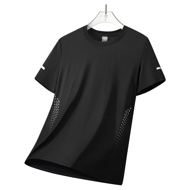 CHRLCK Men's Hiking Quick Drying T-shirts Breathable Running Fishing Tees Soft Elasticity Outdoor Sports Short Shirt Summer