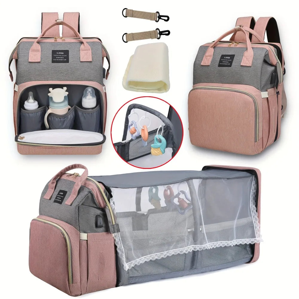 Mommy Bag Lightweight Portable Folding Crib Bed Large-capacity Travel Maternity Bags Baby Backpack Female Mommy Outting Bag Main image