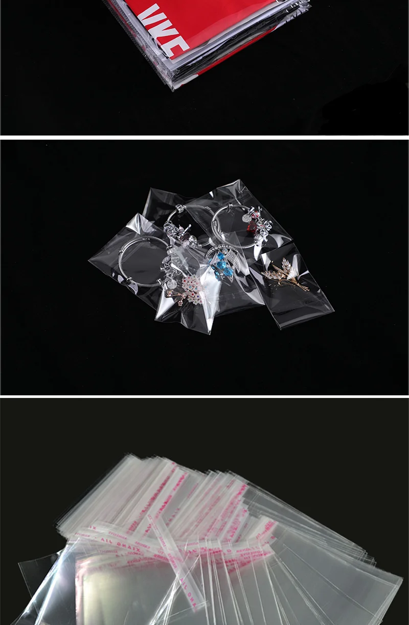 100/200pcs Transparent Self Adhesive Seal Bags OPP Plastic Cellophane Bags Gifts Bag & Pouch Jewelry Packaging Bags