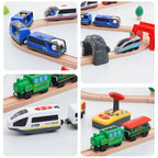 Wooden Railway Train Locomotive Magnetic Electric Car Train Toys Fit Biro Wooden Diecast Slot Train Track Railway Christmas Gift