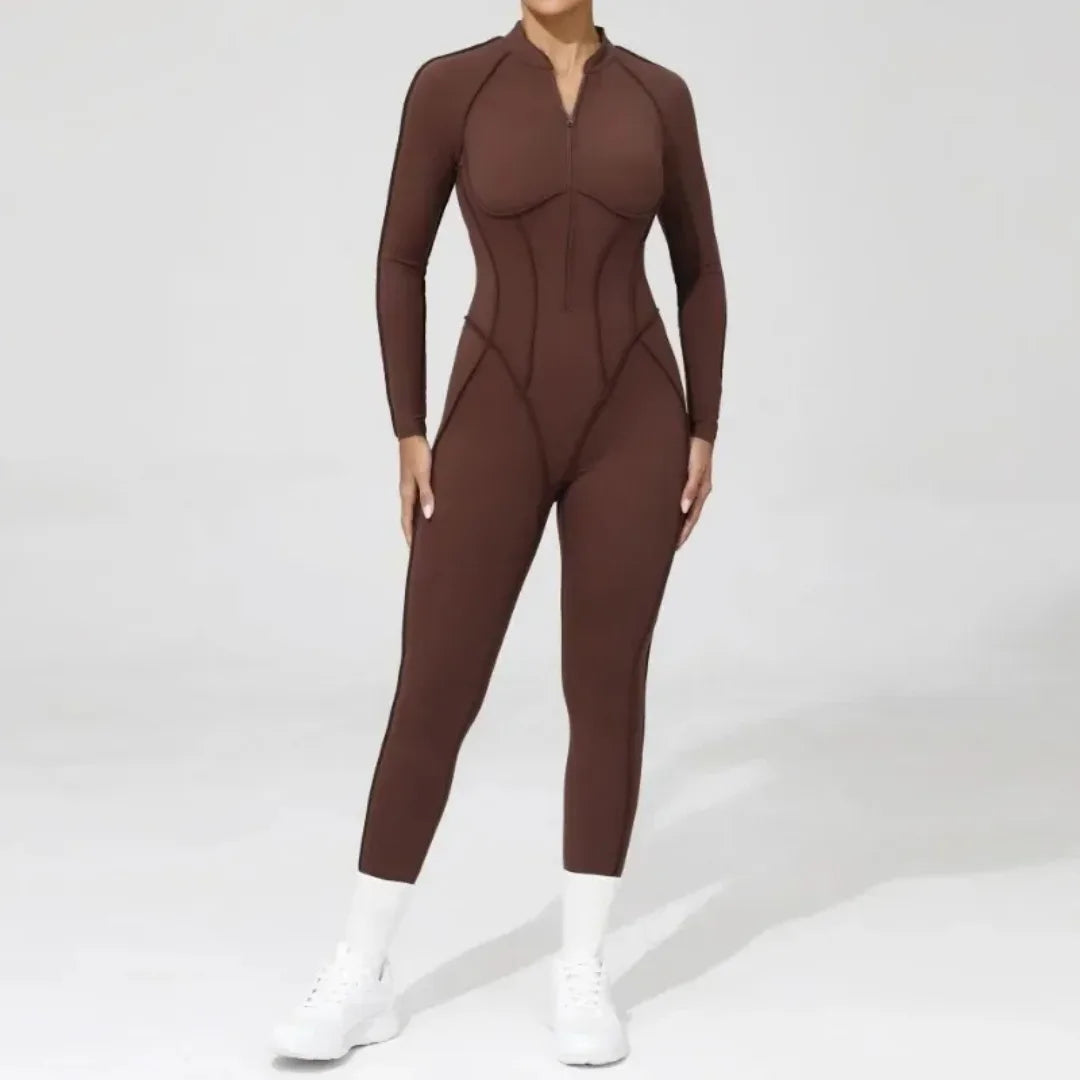 Women's Yoga Jumpsuit Hip Lift Sports Fitness Removable Padding Backless Zipper Leggings One-Piece Running Workout Gym Jumpsuit